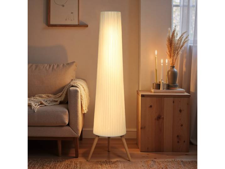 HOMCOM Lampadaire Trépied Blanc Luminosité Réglable 153cm