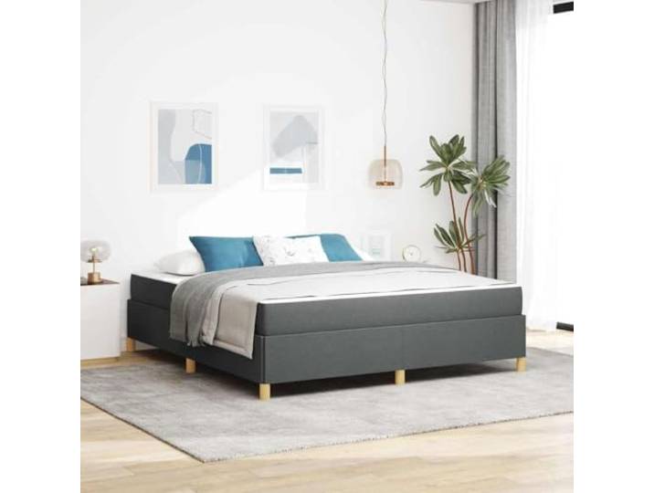 WDGJJFECNMUEHI Stoffbezogen Modernes Design Dunkelgrau 180 x 200 cm Bettrahmen mit Matratze Dunkelgrau 180x200 cm Stoff Doppelbett mit Stauraum Taschenfederkern Lattenrost