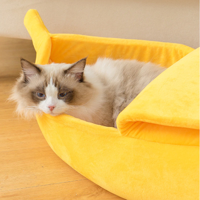 PetsAreLife Cotton Banana Cat Bed Medium