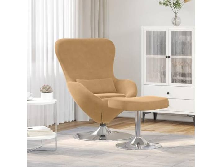 HEFZGDB Moderner brauner Samt Sessel mit Fußhocker für Wohnzimmer Schlafzimmer und Büro Ergonomischer Komfortstuhl mit gepolsterten Armlehnen