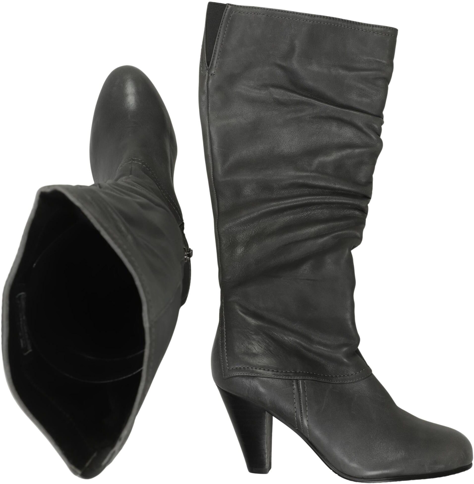 5th Avenue Damen Stiefel, Grau, Gr. EU 37, Leder - Second Hand