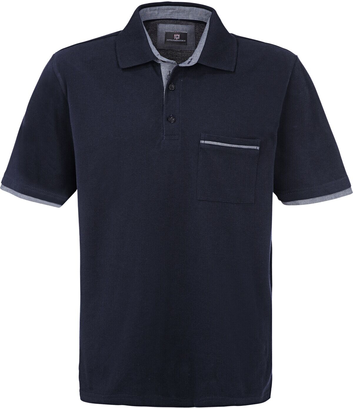 Poloshirt JAN VANDERSTORM "Poloshirt MELKER", Herren, Gr. XXL, blau (dunkelblau), Obermaterial: 100% Baumwolle CO., comfort fit normal, ohne Ausschnitt, Shirts Poloshirt