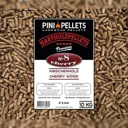 PINI Grillpellets Nr. 8 Kirsche 10 kg BBQ Hartholzpellets zum Grillen Räuchern Smoken