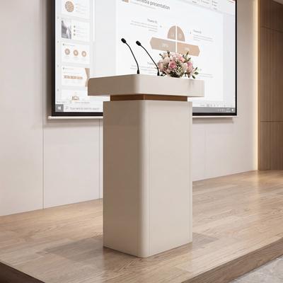Bluebell Modern Podium Stand with Storage Shelves and Cable Grommet, Lectern for Classroom, Office and Conference Room