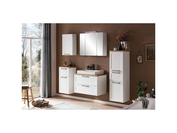 Armoire midi 40 x 130 x 35cm Blanc/Blanc mat