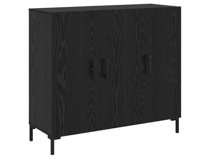 TEKGHUT Sideboard Schwarz Eichen-Optik 90 x 34 x 80 cm Holzwerkstoff Rechteckiges Design, Scharnier Türen, D-Pull-Griffe, geräumige Fächer, für Wohnzimmer Esszimmer Flure, Montage durch zwei