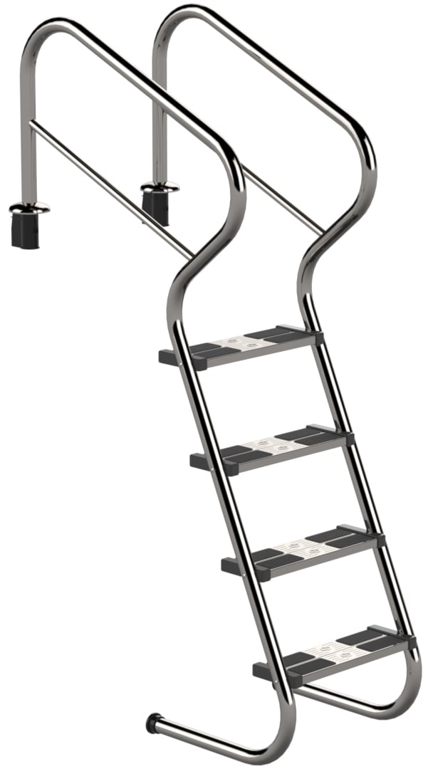 Eichenwald Ideal Edelstahl Eichenwald Poolleiter Modell 53 Treppenleiter mit Sicherheitsstufe Leiterlänge 1297mm 4 Stufen