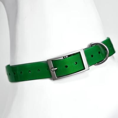 Quick Pick Pro Heavy Duty Waterproof Dog Collar Adjustable TPU Dog Collar For Medium & Large Dogs l green