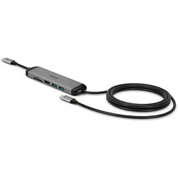 Lindy USB 3.2 Typ C Laptop Micro Dock (USB-C, 5 Ports), Dockingstation + USB Hub, Schwarz, Grau