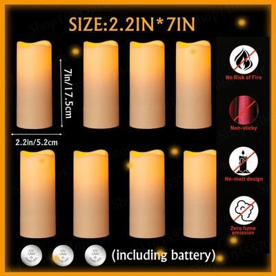 Uplift Treasures LED Flameless Flickering Pillar Candle Set For Home And Event Decor 7inch 17.5cm 36pcs