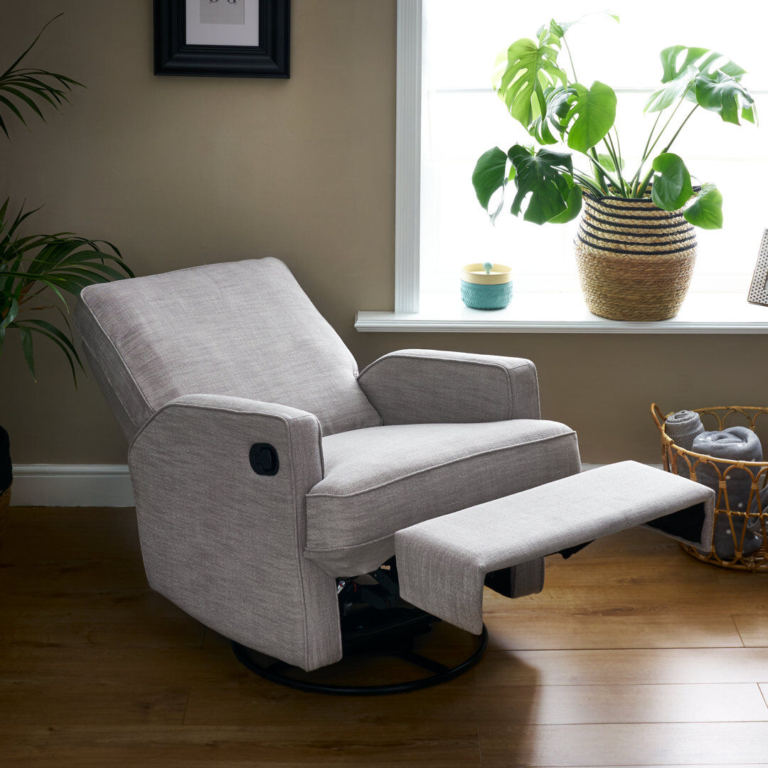 Obaby Madison Swivel Glider Recliner Chair - Boucle Style Pebble 95cm H X 70cm W X 90cm D