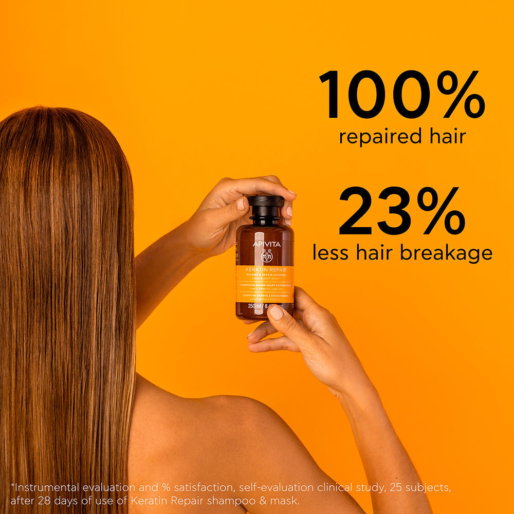 Apivita Keratin Repair Shampooing Nourrissant Et Réparateur pour cheveux secs et abîmés 250 ml