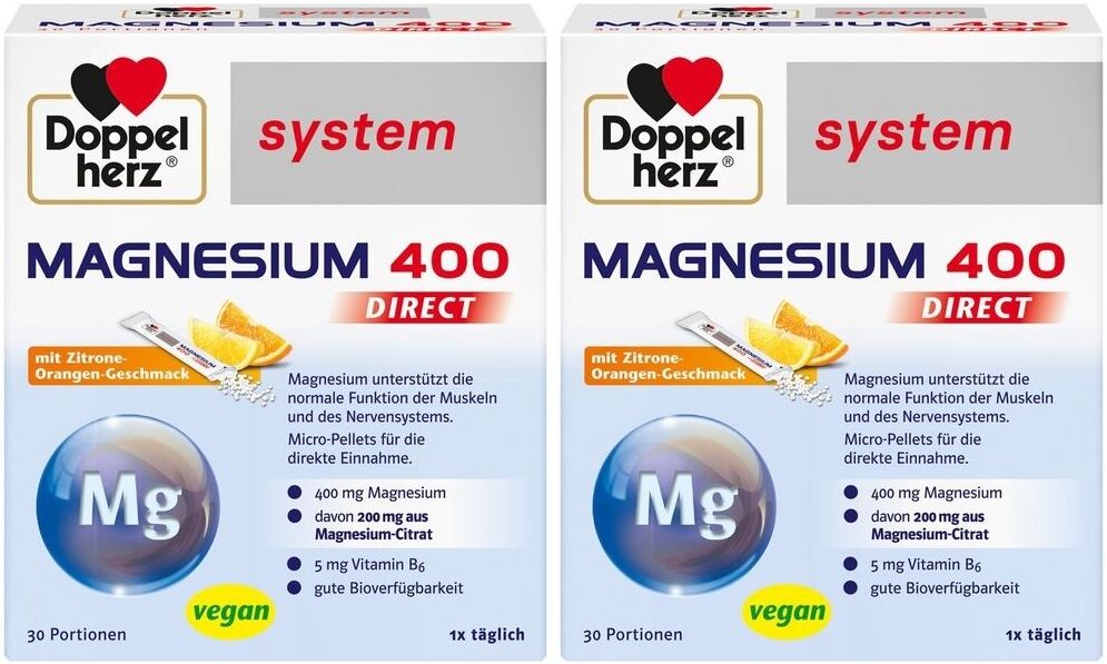 Doppelherz Magnesium 400 Direct system Pellets 2x 2x30 St Beutel