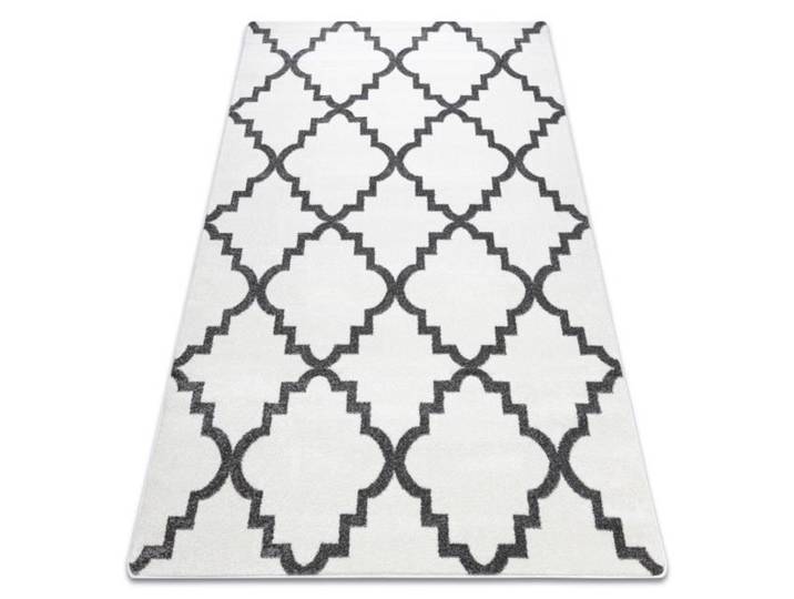 Tapis SKETCH - F343 blanc et gris trèfle marocain trellis - 80x150 cm