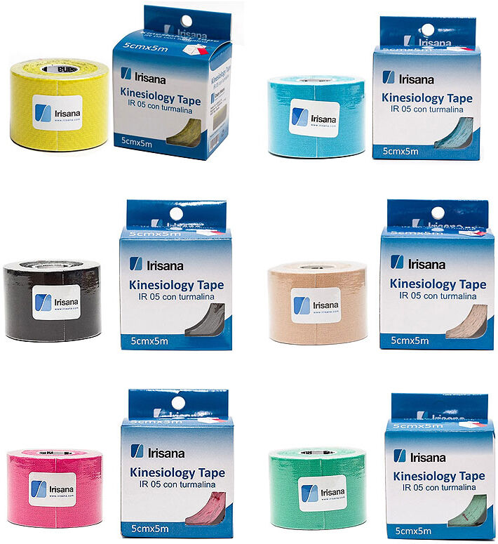 Pack 48 Rolos Banda neuromuscular Kinesiology Tape Irisana com Turmalina 5cm X 5m