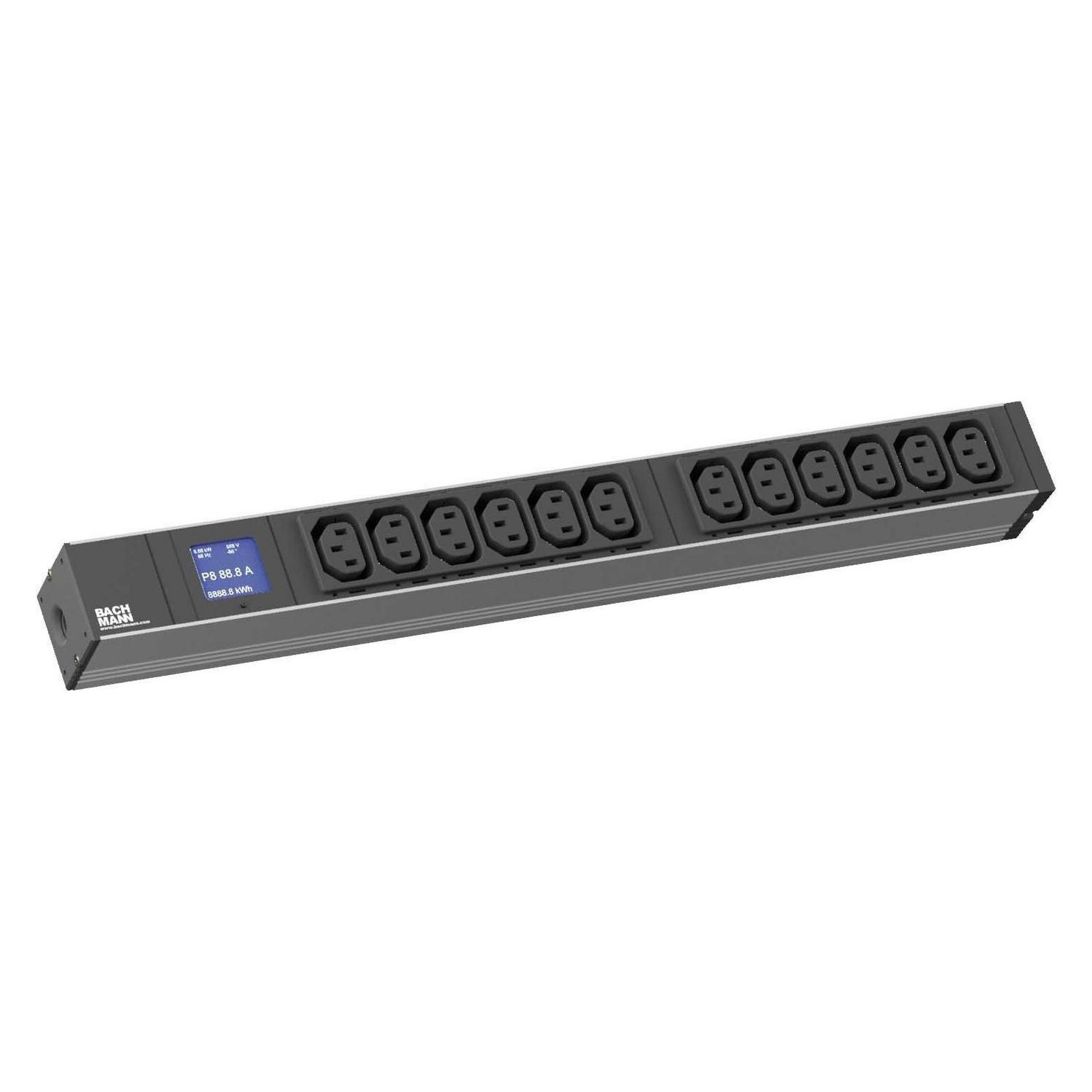 Bachmann ALLNET 19zbh. Steckdosenleiste,12xKaltgeräte(C13)->Stecker(CEE7), Leistungsmessung (800.2055)