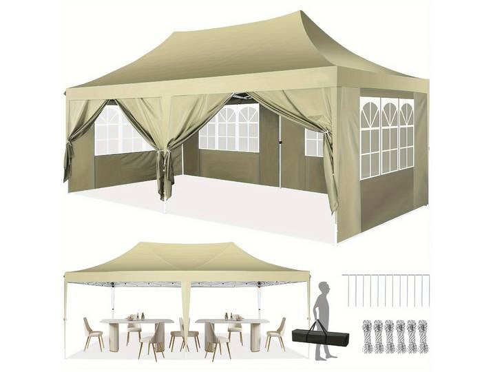 Gazebo pliant 3x6m, tente de fête, auvent Pop-Up avec 6 parois latérales, Protection UV, 50 + jardin, extérieur, pour plage, mariage, Camping