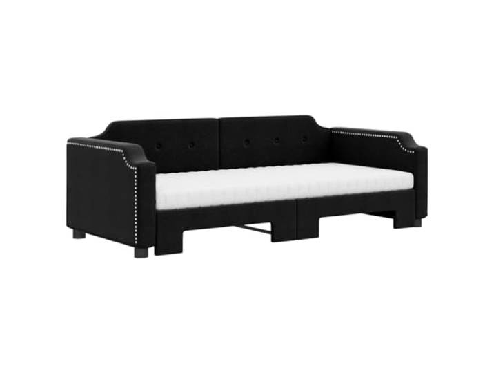 KTHLBRH Ausziehbares Schlafsofa, schwarz, 90 x 200 cm, aus Stoff 2 Schaumstoffmatratzen enthalten, Gestell aus Holz und Metall, Design mit Lattenrost