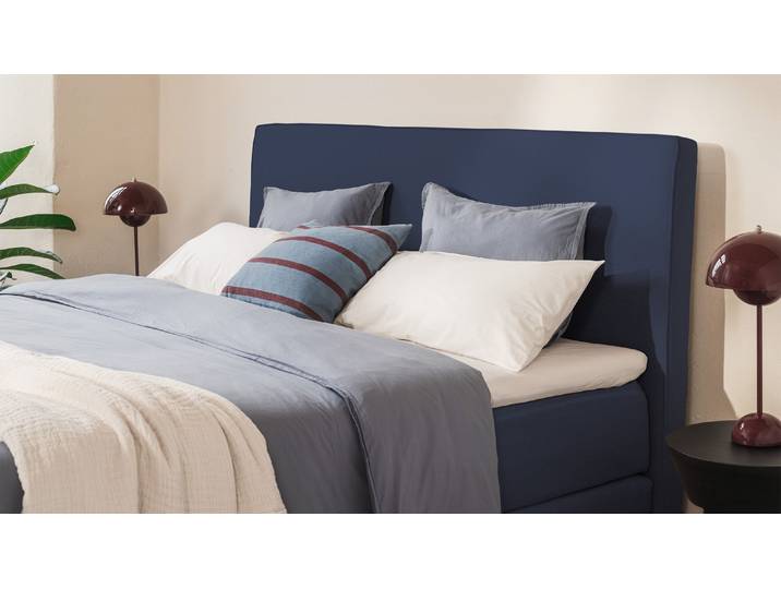 BRUNO Boxspringbett Premium 180x200cm in Blau Matratzen-Härtegrad: Links H2 / Rechts H2 mehrfach ausgezeichnet in Design & Qualität