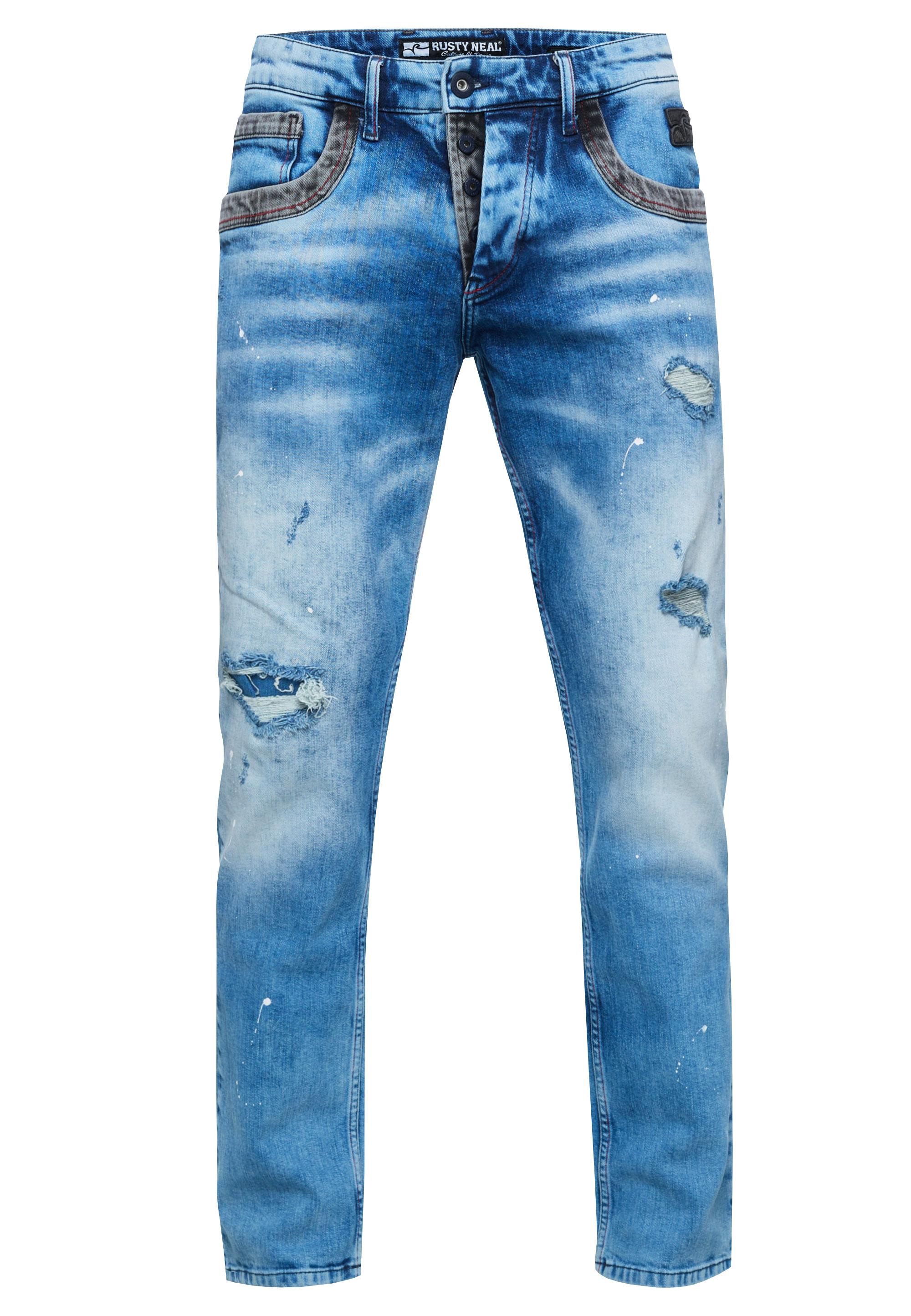 Jeans Hose "YOKOTE" Straight Fit Stone-Washed