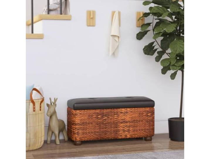 TEKGHUT Sitzbänke mit Stauraum und Kissen Braun 2 STK. 69 cm Rohrkolben Großes Staufach, stabiles Sperrholz, dicke Polsterung, natürliches Rohrkolben-Design, belastbar bis 110 kg