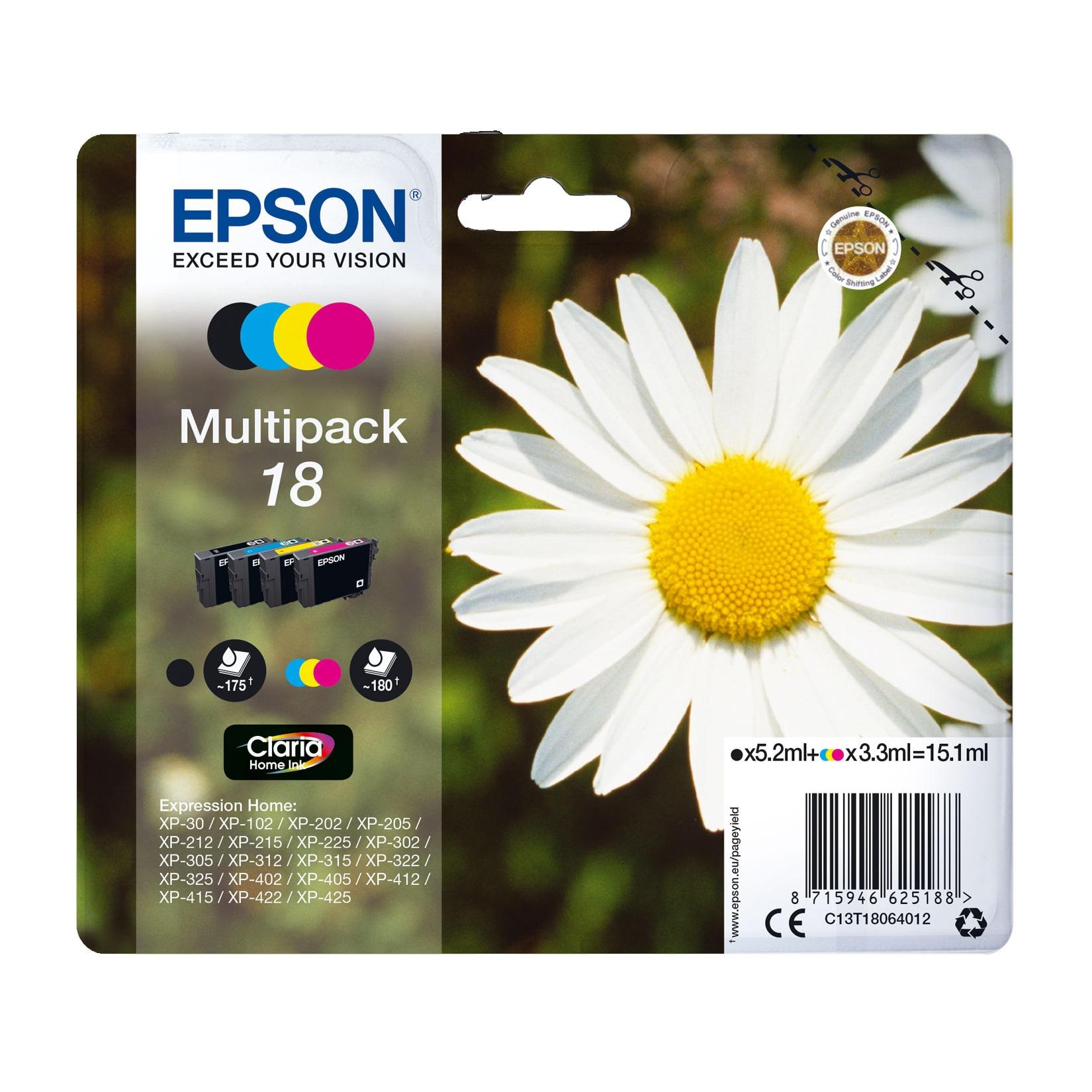 EPSON C13T18064012 Multipack 18 Claria Home Ink Serie "Gänseblume" (4 Farben)