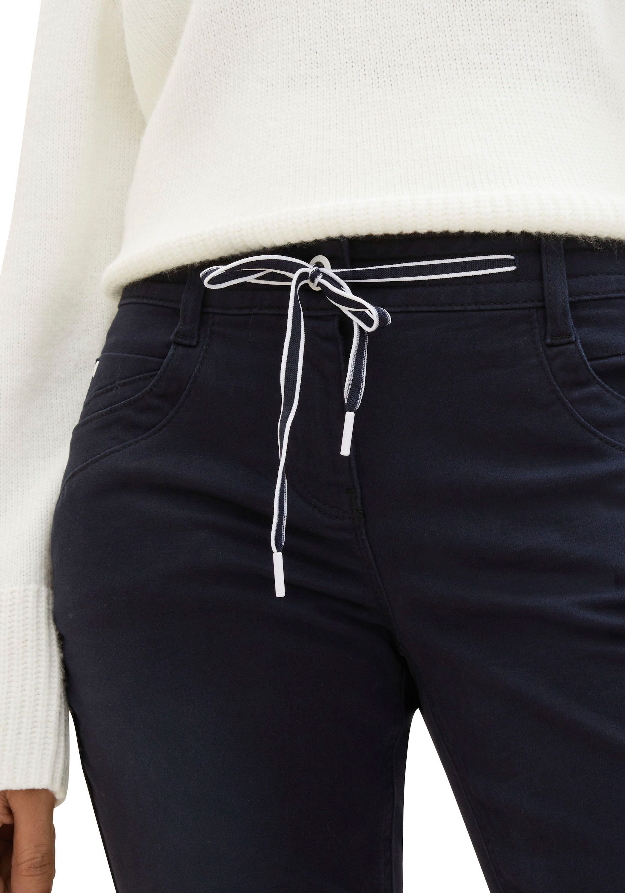 TOM TAILOR "TOM TAILOR Tapered" mit Bindeband am Bündchen sky captain blau 38, Länge 28