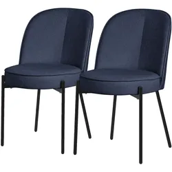 ML-Design Esszimmerstühle 2er-Set Dunkelblau, gepolstert, Polyesterbezug, Metallbeine, mit Rückenlehne – Küchen-/Wohnzimmerstuhl
