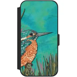 Nivocase Klapphülle für Apple iPhone 12 Handyhülle aus Kunst Leder NIVOflip schwarz Malerei Tiere Vogel (Apple iPhone 12), Smartphone Hülle, Schwarz