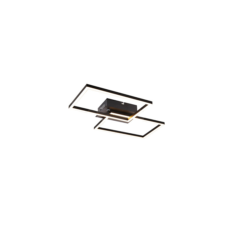 Qazqa Plafondlamp Vierkant Zwart - Modern LED Dimbaar - Aluminium