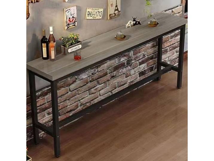 FORRTY Bar table bar tisch hochtisch küche bartisch 2,5cm dicke Platte,verzinkter Stahlrahmen,160/180cm Länge optional,robust und langlebig, geeignet als Esstisch,Stehtisch,Frühstücksbar,Eingangstisch