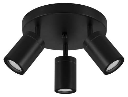 Ideus TENOR GU10 Wand- en plafondlamp voor badkamers, zwart, IP44, verstelbaar