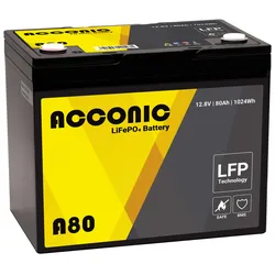 Acconic A80 LiFePO4 12V Lithium Versorgungsbatterie 80Ah
