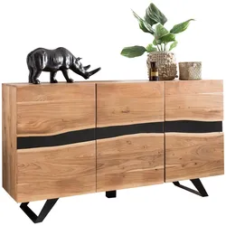 WOHNLING Sideboard 148 x 85 x 43 cm Massiv-Holz Akazie