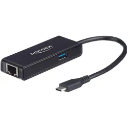 Delock Netzwerkadapter (USB-C, RJ45 Gigabit Ethernet (1x)), Netzwerk Adapter, Schwarz