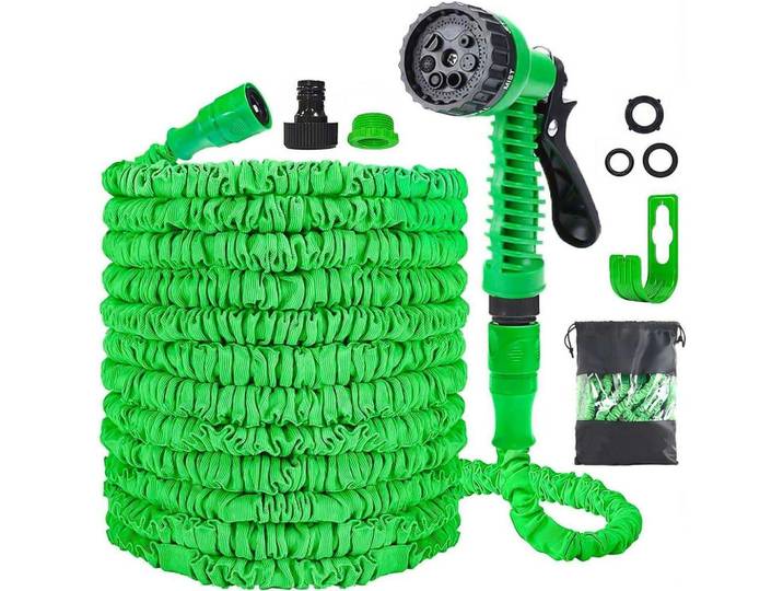 Gartenschlauch Flexibel 30 m mit 7 Funktionen Grün, Kunststoff, 26 cm, Gartenzubehör, Gartenpflege, Bewässerung