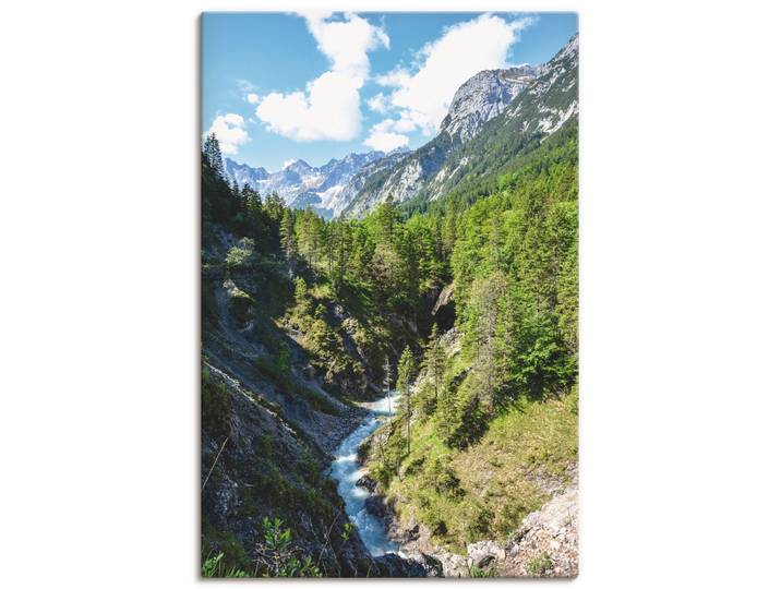 Leinwandbild ARTLAND Fluss schlängelt sich durch Tal , grün (farbe bild(er): grün), B:20cm H:30cm, Bilder, Leinwandbild, auf Holzrahmen gespannt