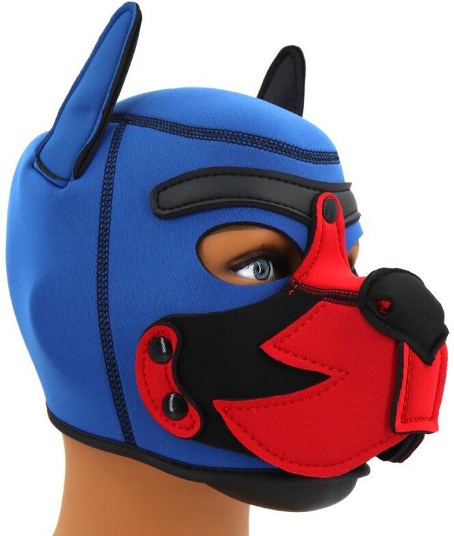 Kinky Puppy Cagoule Puppy Fox Néoprène Bleu-Rouge
