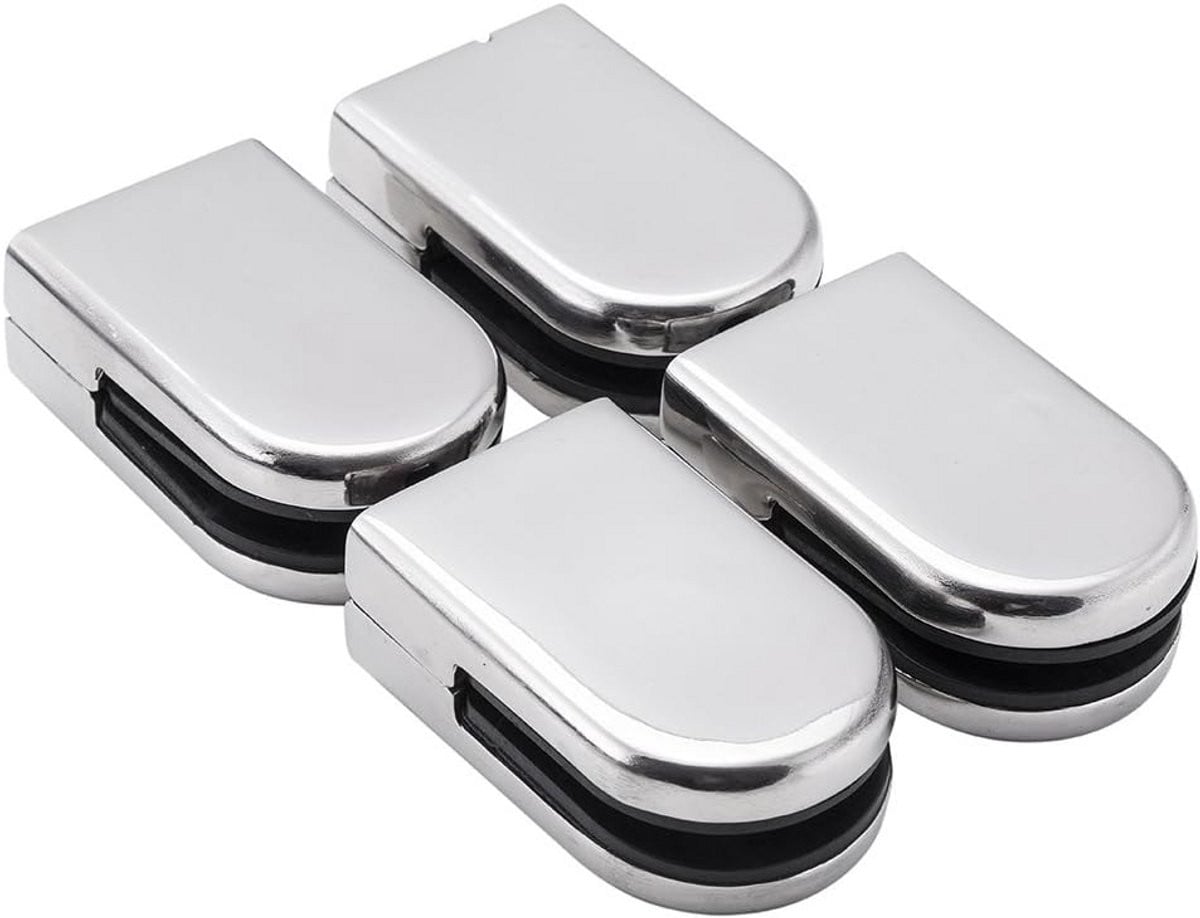 4x RVS Glasklem voor 6-8mm Glasdikte - Vlakke Montagebeugel