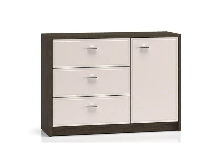 Feldmann-Wohnen Kommode Avante 117 / 40 / 85cm Windmill Eiche dunkel / Cashmere Hochglanz, Eichefarben, Creme, 3 Schubladen, 117x85x40 cm, Kleinmöbel, Kommoden, Kommoden