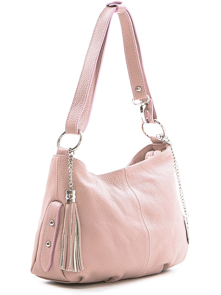 Anna Morellini Leder-Schultertasche "Mia" in Rosa - (B)30 x (H)20 x (T)8 cm - onesize