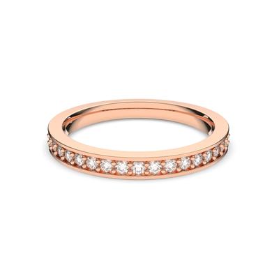Fingerring SWAROVSKI "Matrix Tennis" Gr. 50, rosa (roségoldfarben, kristallweiß), Fingerringe, Damen, 50, Metall, 2,4mm, Fingerring, mit Swarovski Kristall