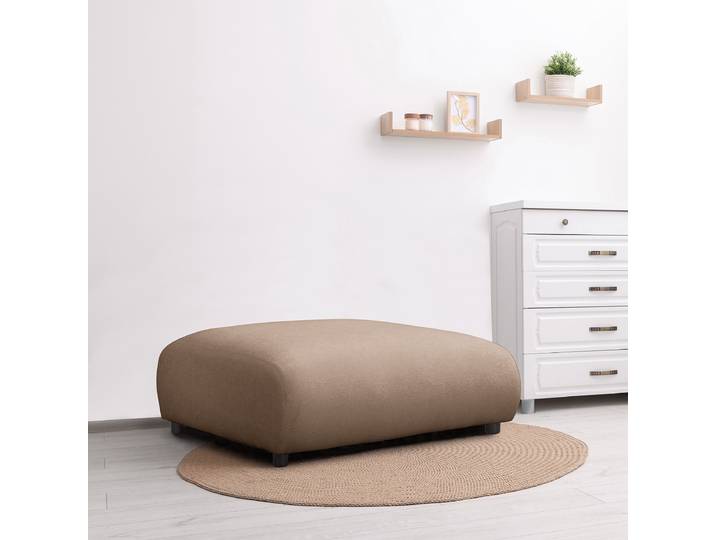 Polsterhocker 88 x 88cm Braun Bouclé Stoff Sideri: Hellbraun