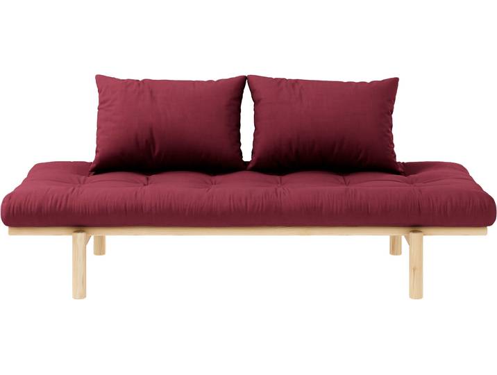 Daybett KARUP DESIGN Pace , rot (bordeaux), B:200cm H:37cm L:200cm, Daybetten, Daybett, aus massiven Kiefernholz, inkl. Futonmatratze