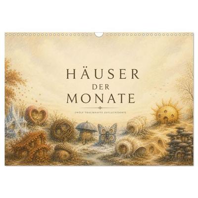 Häuser der Monate (Wandkalender 2027 DIN A3 quer), CALVENDO Monatskalender