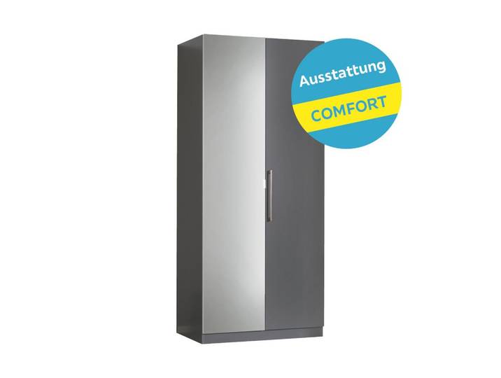 Drehtürenschrank mit Spiegel 91,1cm Unit Anthrazit