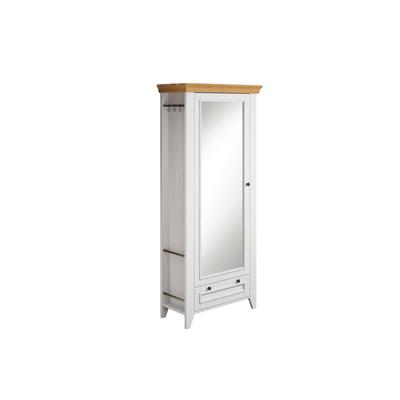 Garderobenschrank OTTO HOME "Skandinavia", weiß (weiß, honig), B:85cm H:192cm T:38cm, Massivholz, Schränke, Garderobenschrank, Massivholz, mit Spiegel und seitlichen Hängemöglichkeiten