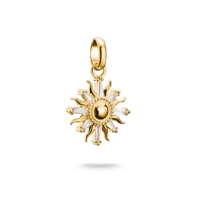 Charm Sonne THOMAS SABO "Charm Sonnenzauber mit Zirkonia - Connect", gold (gelbgoldfarben, kristallweiß, kristallweiß), Charms, Damen, Silber 925 (recycelt), mit Zirkonia (synth.)