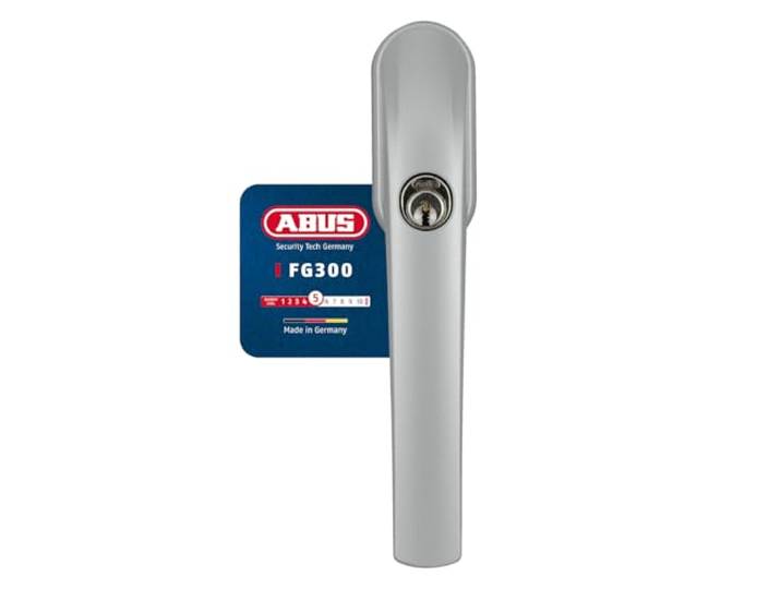 ABUS Poignée de Fenêtre Verrouillable FG300 - Bouton de Fenêtre avec Cylindre Poussoir\, à Verrouillage Différent - Niveau de Sécurité 5 - 48517 - Argent