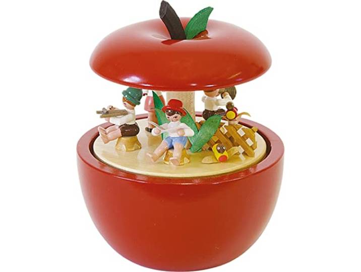 Spieluhr Richard Glässer Spieldose Apfel Kinderkonzert, 18er Spielwerk Kleine Welt,08535